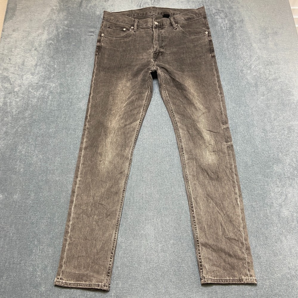 &Denim Jeans Mens 33x32 Gray Cotton Non Stretch Straight Leg Slim Fit 5 Pockets
